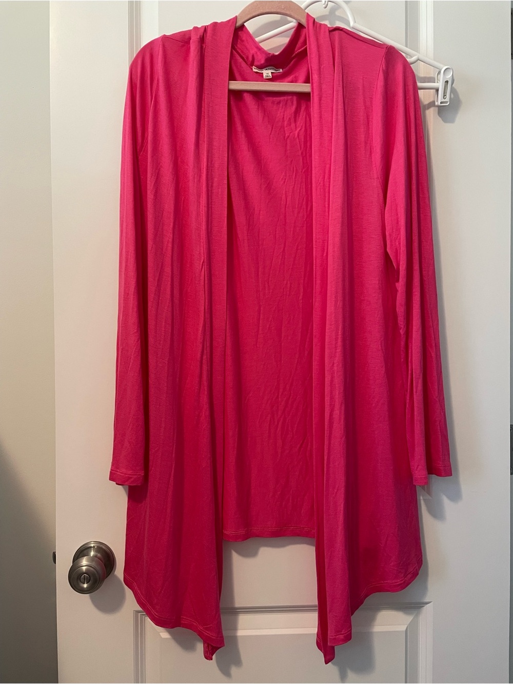 Zenana Outfitters Open-Front Hot Pink Draped Cardigan